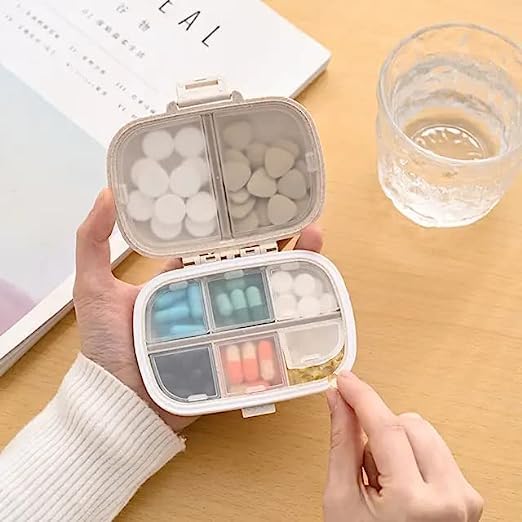 > Daily Pill Organizer, 8 Compartments Portable Pill Case,Travel Pill Box to Hold Medicines & Vitamins