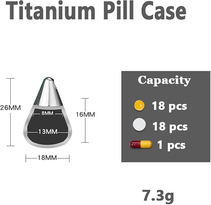 Titanium Pill Fob Necklace, Waterproof Pill Case Keychain, Pill Container Small EDC Travel Outdoor Pill Bottle, Hidden Pill Holder Pendant, Discreet Daily Pill Organizer, Bpa Free