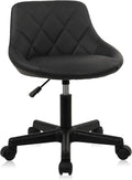 Low Back Small Rolling Stool with Backrest - 360° Swivel Chairs with Wheels, Adjustable Height Armless Vanity Chair, Thickened Seat Cushion Stool Chairs for Spa, Shop, Salon, Massage, Black, 1 Pack