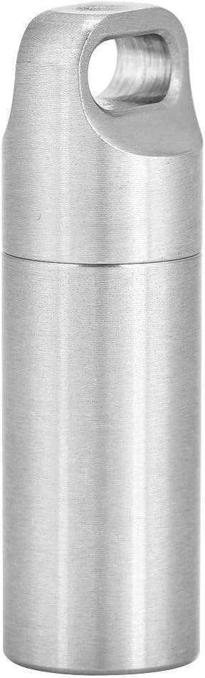 VGEBY Pills Holders, Single Chamber Stainless Steel Keychain Pills Case Survivals Pills Bottle Box Fob Organizer Container