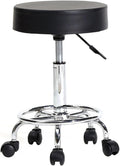 Layee Rolling Stool Ergonomic Swivel Adjustable Hydraulic Drafting Salon Massage Spa Stool with Comfortable Larger Cushioned Seat, Black