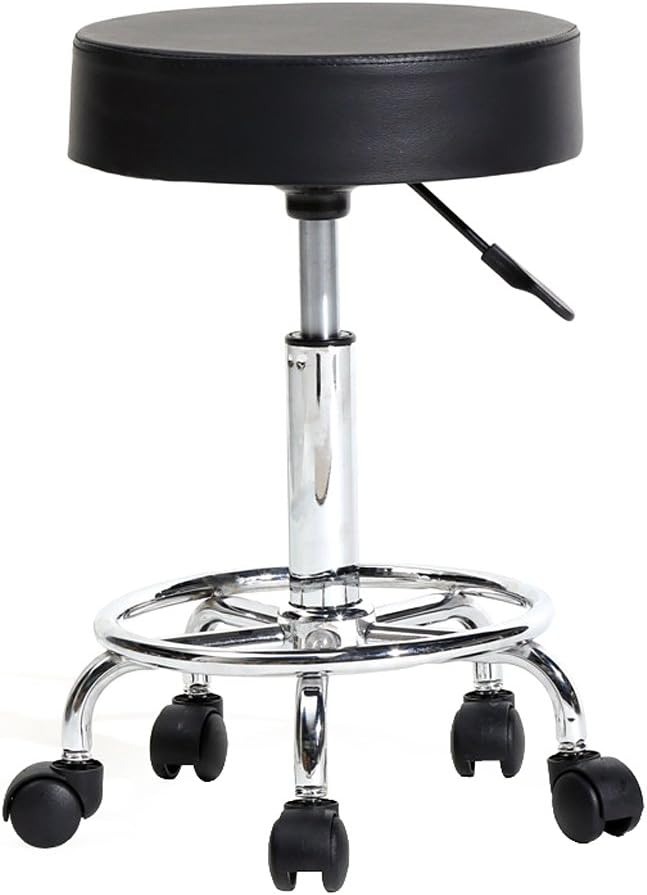 Layee Rolling Stool Ergonomic Swivel Adjustable Hydraulic Drafting Salon Massage Spa Stool with Comfortable Larger Cushioned Seat, Black