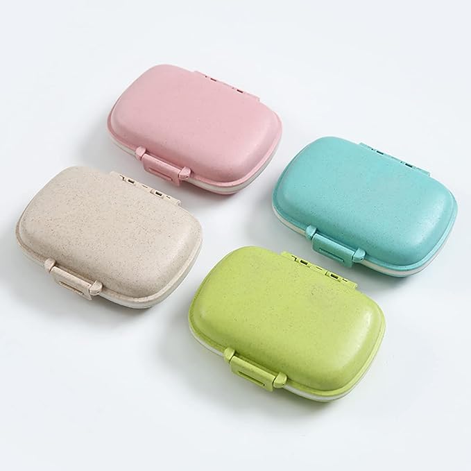 FirstDay Daily Pill Organizer Travel Pill Box 8 Compartments Portable Pill Case, Medicine Organizer Daily Pill Holder Container (Pink)