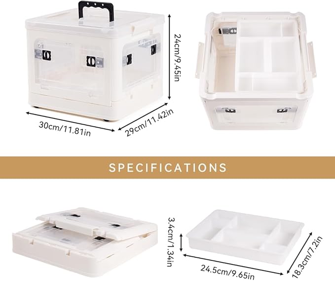 DOUKE 22qt Medicine Organizer Storage Box - Plastic First Aid Box Empty with Lid, Stackable Medical Container with Handle & Wheels, Sturdy BPA-Free Case with Tray for Medication & Supplies
