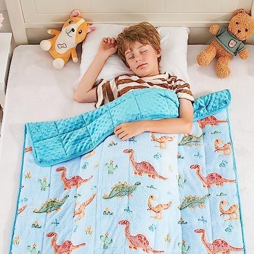 yescool Weighted Blanket 10 Pounds Weighted Lap Blanket, Glow in The Dark Dinosaur Heavy Blanket for Sleeping, Warm Minky Weighted Throw Blanket Gifts for 80-110lbs, 40"x60"