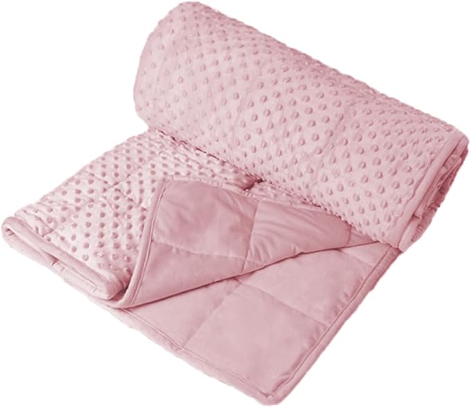 ALANSMA Reversible Weighted Blanket for All Season, Luxury Velvet, Warm and Cool, Adult Kids 5Lb Weighted Blanket, Enjoy Sleeping Anywhere(Pink,36"x48" 5lbs)