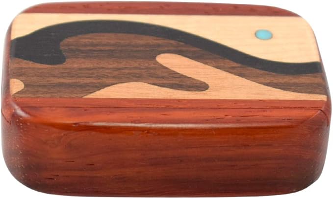 Modern Artisans American Made Pocket-Sized Pill Box (Standard Size) - Padauk Wood with Inlaid Wave Design