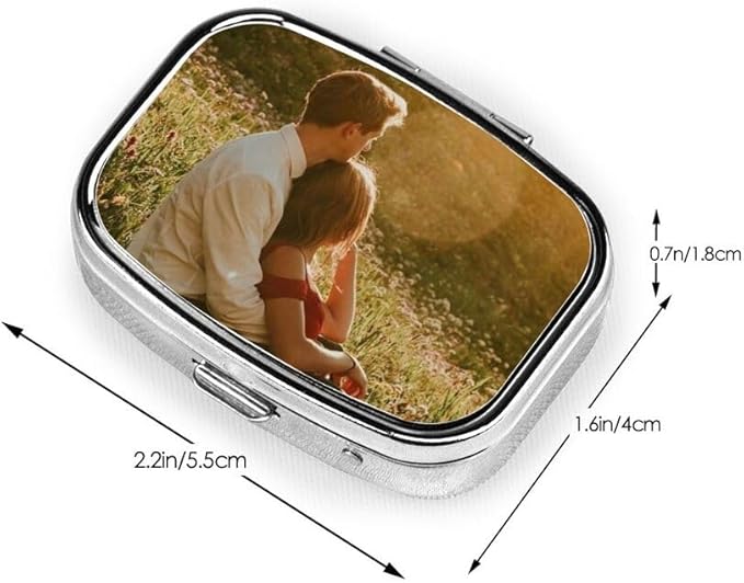 Custom Pill Box with Mirror, Personalized Name/Photo Decor Travel Organizer Container Medicine Vitamin Pill Case, 2 Inches