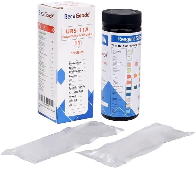 BecaGoode-Urine Rapid Test-Strips 11 Parameters, UTI Test Kit, Liver Function, Kidney and Gallbladder, Packed w/h Two Separate Foil Pouch in One Big Bottle - 120 Count