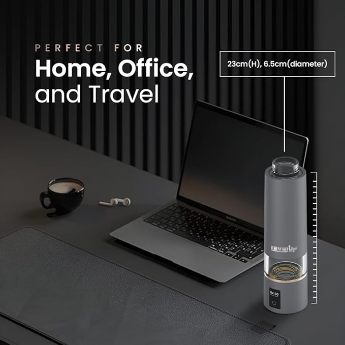 LevelUpWay - 2026 Hydrogen Water Bottle – Advanced SPE/PEM Technology – Generates Up to 5000 PPB – 250ml – Portable Hydrogen-Enriched Water Bottle with Breathing Adapter