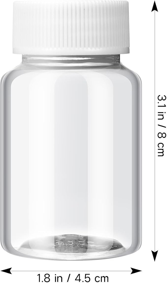 minkissy Pet Clear Plastic Pill Bottles with Screw Caps 3.14X1.77X1.77 Inch Medicine Storage Containers for Tablets Capsules and Liquids Leakproof Dispenser for Travel and Home Use