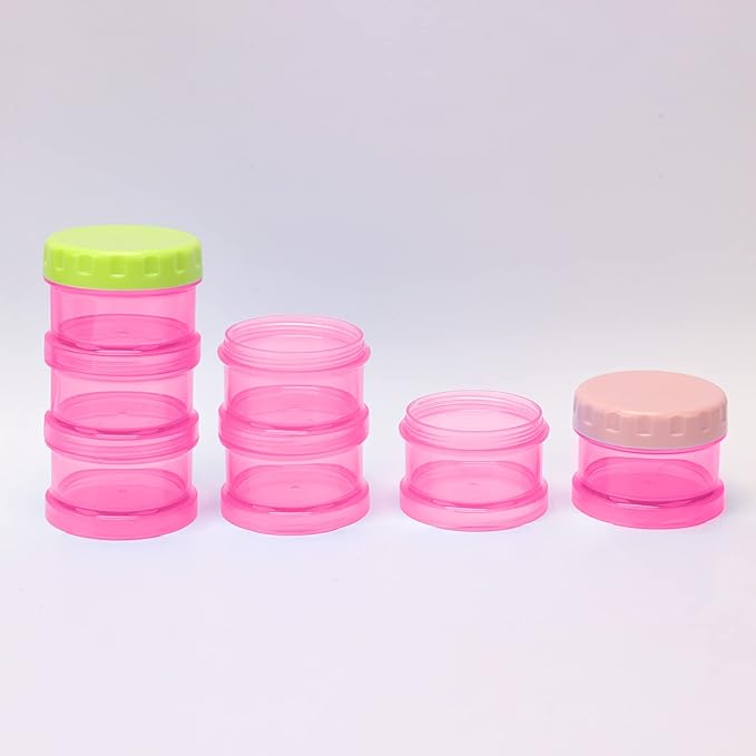 2 Pack 7 Day Pill Organizer Case Stackable Weekly Supplements Vitamins Pills Holder Dispenser Large Translucent Pink with Extra Lid