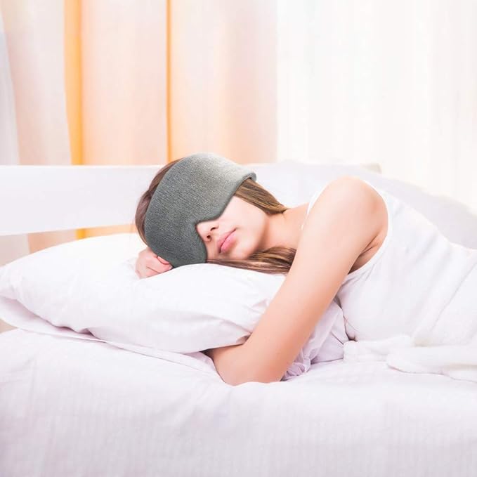FRESHME Cotton Sleep Eye Mask for Men - Upgrade Design Blackout Side Sleeper Eyes Cover for Night Sleeping, Large Size Wide Soft Travel Airplane Blindfold with Adjustable Velcro Strap for Work Nap