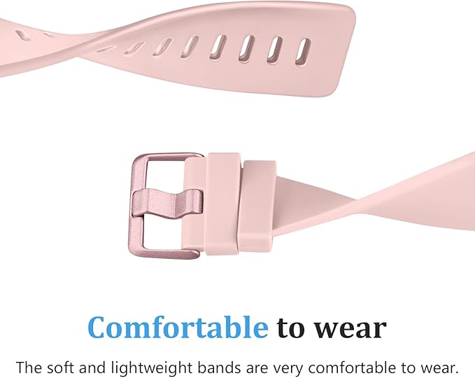 Mugust Sport Bands Compatible with Fitbit Versa 2 / Fitbit Versa/Versa Lite/Versa SE, Classic Soft Silicone Replacement Wristbands Straps for Fitbit Versa 2 Smart Watch Women Men (Small,Light Pink)