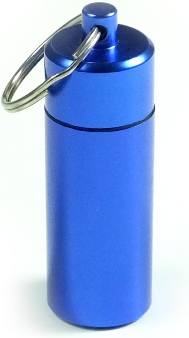 Deke Home - Waterproof Aluminum Pill Box Keychain, Mini Travel Pill Holder Case, Portable Medicine & Vitamin Organizer, Food Grade, Airtight Dispenser, Pocket Container for Daily Use