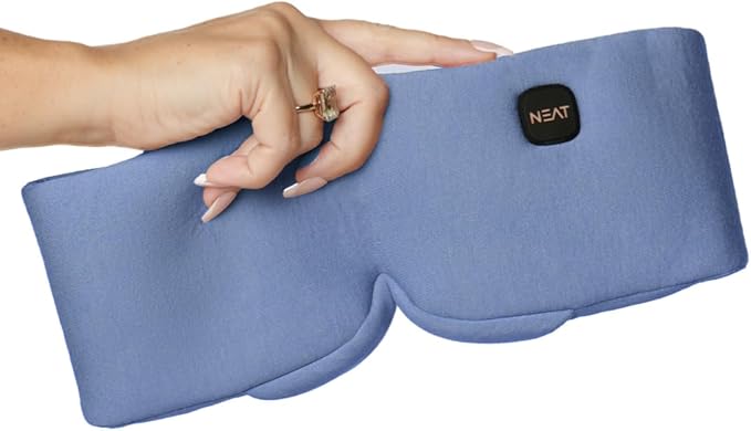Heated Eye Mask - Cordless Eye Mask for Dry & Tired Eyes - 4 Adjustable Temperature Settings - Rechargeable and Light Blocking, Washable Cover for Cleaning (Ocean Stone)
