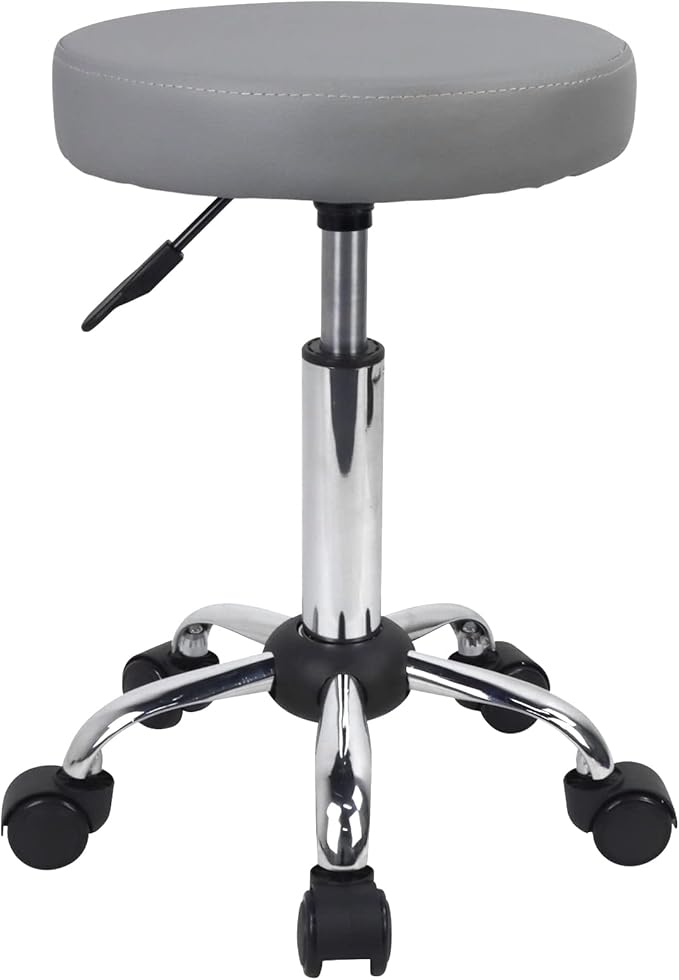 FURWOO Adjustable Salon Chair Small Rolling Stool with Wheels for Spa Salon Massage Home Office Grey