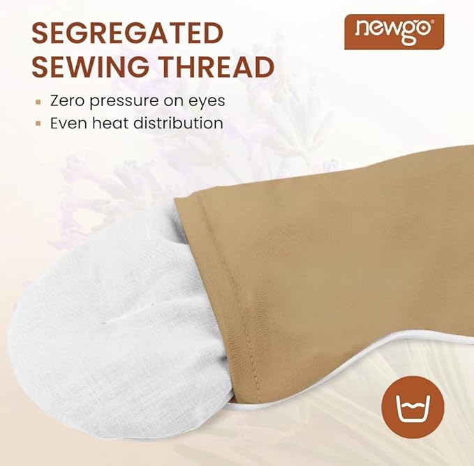 NEWGO Microwave Heated Eye Mask Soothing Relief for Dry Eyes, Heat Therapy Eye Warm Compress with Removable Cover for Stye, Blepharitis, Relaxation or Gift Choice - Brown