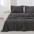 Simple&Opulence Belgian Linen Sheet Set Solid Color - 4 Pieces (1 Flat Sheet, 1 Fitted Sheet & 2 Pillowcases) Natural Flax Cotton Blend Soft Breathable Farmhouse Bedding - Full Size, Dark Grey