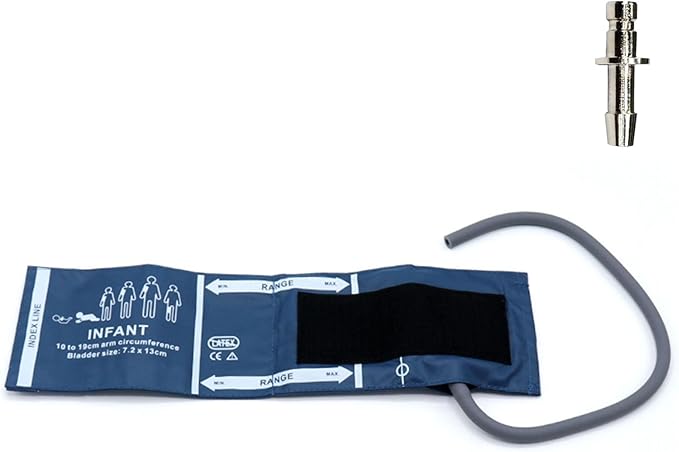 Universal NIBP Cuff with BP12 Connector for Infant, 10-19 cm Reusable Single Tube PU Replacement BP Cuff with Inner Airbag for Blood Pressure Monitor Machine