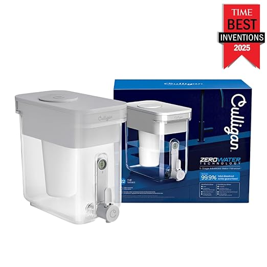 Culligan with ZeroWater Technology 23-Cup Water Filter Dispenser – Includes 5-Stage Advanced Water Filter, Certified to Reduce Lead, Total PFAS (Forever Chemicals), Mercury, Fluoride, and Chlorine