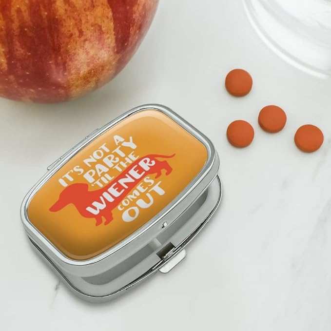 It's Not a Party til Wiener Comes Out Dachshund Dog Funny Rectangle Pill Case Trinket Gift Box