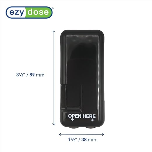 EZY DOSE Pill Cutter and Splitter with Dispenser, Safely Cuts Large, Small and Tiny Pills, Vitamins, Tablets in Half, Accurate and Easy Cutting, Stainless Steel Blade, Travel Sized, Black, BPA Free