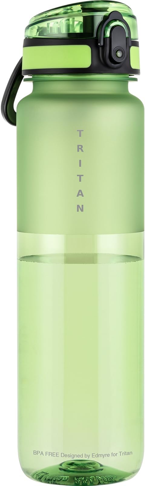 32oz Water Bottle with Chug Lid, Frosted & Clear Tritan BPA-Free, Leakproof, Wide Mouth, Portable Sports Water Bottle for Gym, Office, Travel, Outdoor (Green)