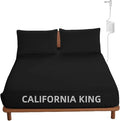 OKOHEY Grounding Fitted Sheets with 15ft Earthing Cord, California King Size, 90% Organic Cotton + 10% Silver Fiber, Soft & Breathable Grounded Sheet for Better Sleep and Enhanced Wellness, Black