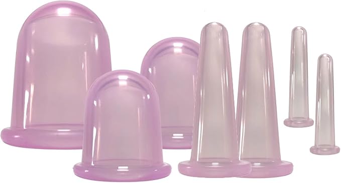 Facial Cupping Set Silicone Cupping Therapy Sets 7Pcs Anti-Cellulite Cup Vacuum Suction Massage Cups with Storage Bag for Muscle,Nerve,Joint Pain Relief and Cellulite Blaster Massage