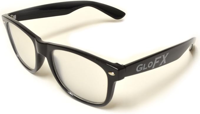 GloFX Black Frame Extreme Line Diffraction Glasses – Laser Etched for Vibrant Rainbow Light Effects, Flexible & Durable, Perfect for Raves & Festivals