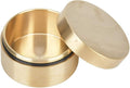 Alvinlite Portable Daily Pill Case, Brass Round Small Pill Box, Waterproof Metal Jewelry Pill Organizer Medicine Vitamin Holder Container with Lid for Outdoor Travel Working(L)