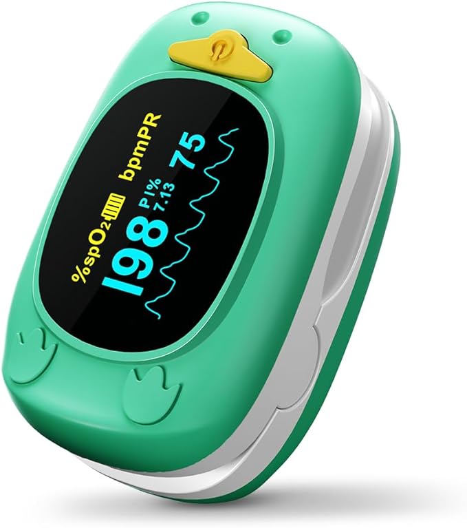 Pulse Oximeter For Kids-HOLFENRY Baby Oxygen Monitor Fingertip For Children Kids Pulse Oximeter Fingertip, Large Display, Included with AAA Battery