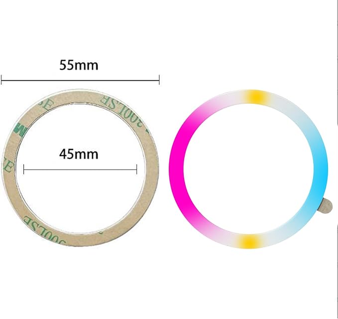 TENOC Universal Metal Ring Sticker for Magnetic Charger Compatible with iPhone/Samsung/Android All Cellphones, Magnetic Mount/Phone Holder Conversion Accessories, 3Pcs, Rainbow
