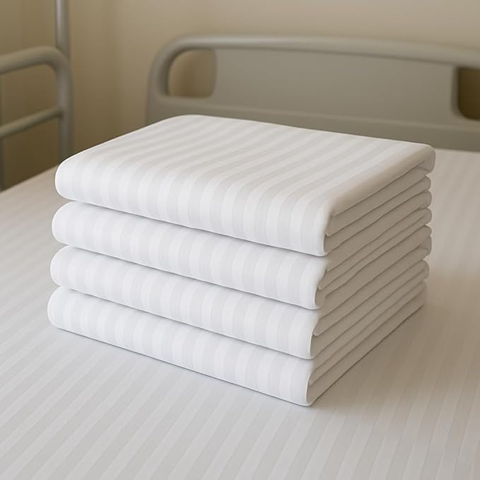 4 Pack Fitted Hospital Bed Sheets with Elastic All Around for a- Double Brushed Ultra Soft Breathable 100% Microfiber Sheets, 36" x 84" x 12"