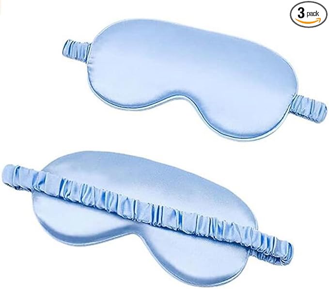 Soft Silk Sleep Eye Masks Lightweight Eye Cover Eyeshade for Night Sleeping with Elastic Strap Blue