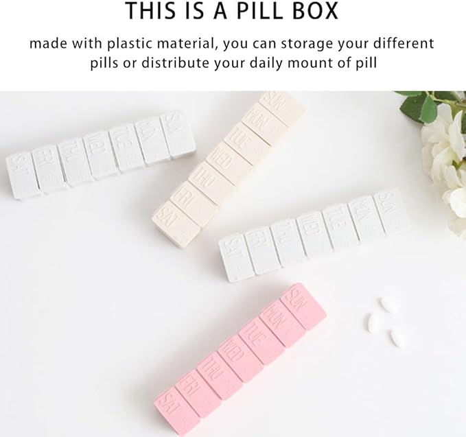 DOITOOL Weekly Pill Organizer 7-Day Portable Single Row Medicine Storage Case Travel Pill Box Lightweight Creative Piano Keyboard Design