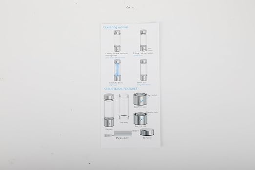 Hydrogen Water Bottle Generator, Glass Portable Hydrogen Water Bottle with SPE PEM Technology Hydrohealth, Ion Bottles Hydrogen Water Ionizer for Office, Home, Travel, Daily Drinking