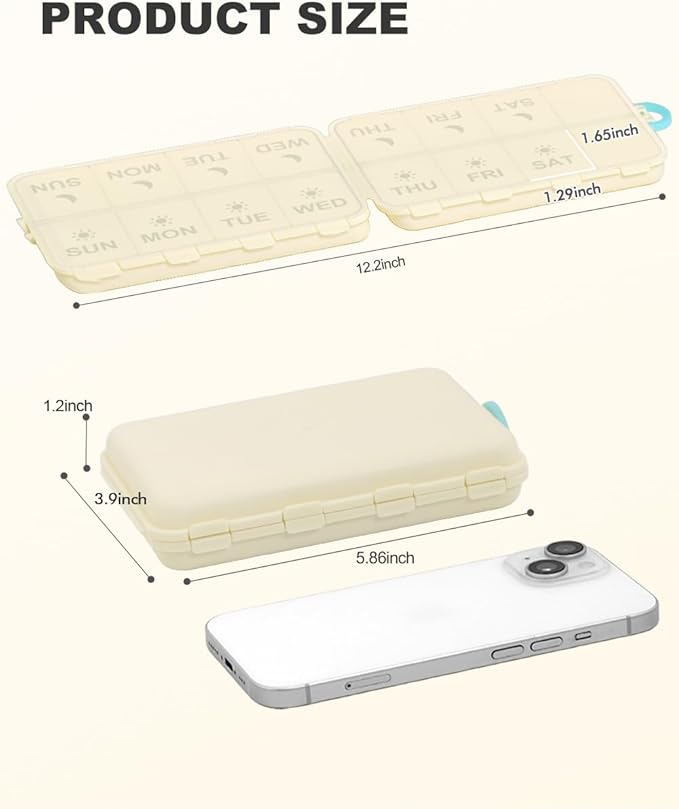 Pill Organizer Medicine Organizer Travel Essentials - Travel Pill Case with Labels, Large Daily Medicine Dispenser