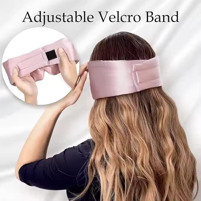 100% Mulberry Silk Sleep Mask, Large Adjustable Eye Cover for Sleeping, Comfortable, Pressure-Free and Breathable Sleeping Masks for Women Men - Pink