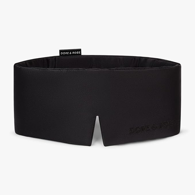 Dore & Rose Deep Sleep Mask Light Blocking, 23 Momme Mulberry Silk Eye Mask, Ultra Soft, Adjustable - Travel Sleeping Mask for Men & Women (Black)