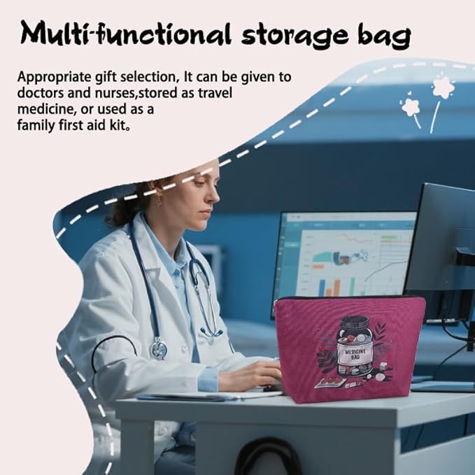 Medication Pouch Bag for Medicine Drug Pill Organizer for Travel Pharmacy Pouch Camp Medical Kit Bag Physician Practitioner Nurse Doctor Gifts Bags Pouches Get Well Soon Gifts for Hospital Patients