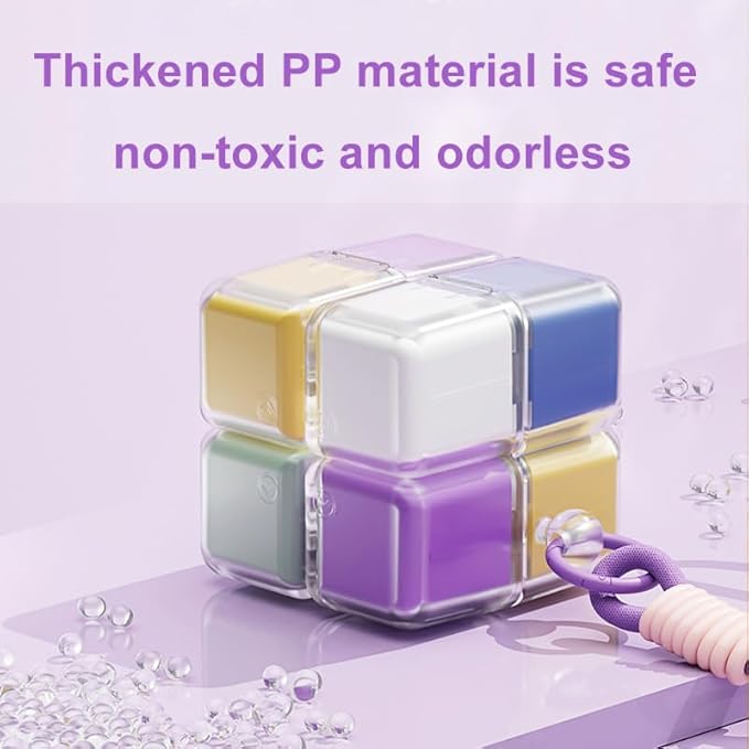 Cube Pill Organizer - Weekly 8 Compartments Portable Pill Case, Magnetic Closure, Detachable & Washable Travel Pill Container (White)