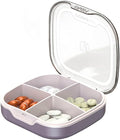 Pill Case Compartment Portable Pill Organizer Divided Vitamin Box Medicine Holder for Daily and Travel Use-4 Compartments-Russet