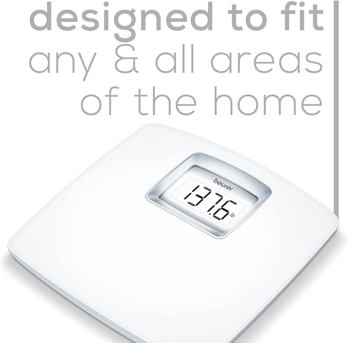 Beurer PS25 Digital Bathroom Scale for Body Weight – 400lb Capacity, Auto-Calibrate, XL Backlit Display – Glass, Precise and Accurate Body Scale