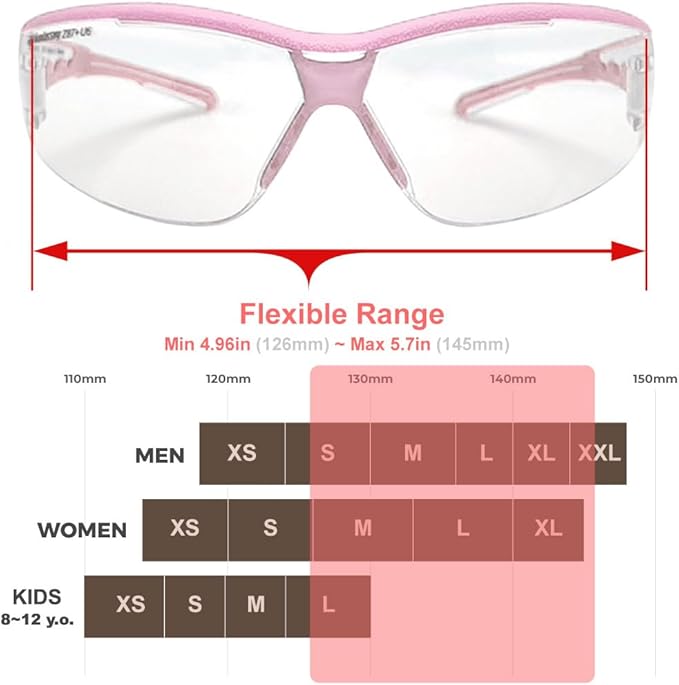 HTS HUNTERSKY Super Flexible Lightweight Anti Fog Wrap-Around U6 Clear Shooting Safety Glasses with ANSI Z87.1 Scratch Resist