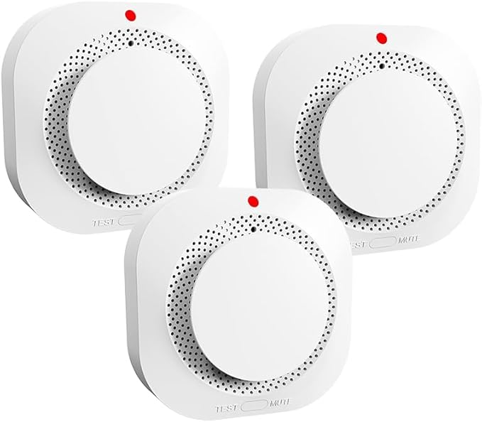 Smoke Detectors for Home,Photoelectric Wireless Fire Alarms Replaceable Battery Powered,Portable Smoke Alarm with Test/Mute Button,Attic Smoke Detector,3 Pcs(Battery Not Included)