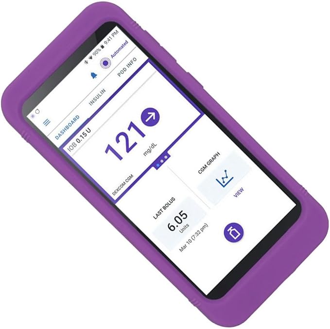 Premium Silicone Case (More fit/More Coverage/More Protection) for Omnipod 5 Receiver (Continuous Glucose Monitoring) (Purple)