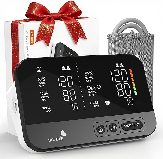 Clinical Accurate Blood Pressure Monitors for Home Use,Dual-Screen Automatic Blood Pressure Machine,One-Touch Automatic Measurement,2 Users, Voice & Mute, LED display screen, Birthday Gifts for Family