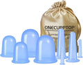 M-22 ONECUPPTOP Cupping Therapy Sets Silicone Anti Cellulite Cup Vacuum Suction Massage Cups Facial Cupping Sets Body and Face (Blue)